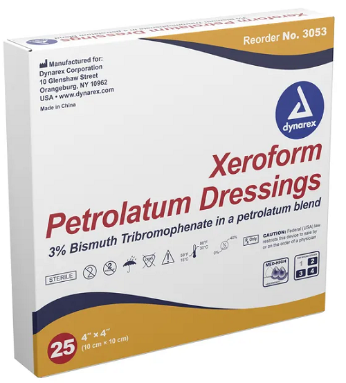 N: DRESSING GAUZE PETROLEUM 4X4IN STERILE NON-ADHERENT XEROFORM - 338407