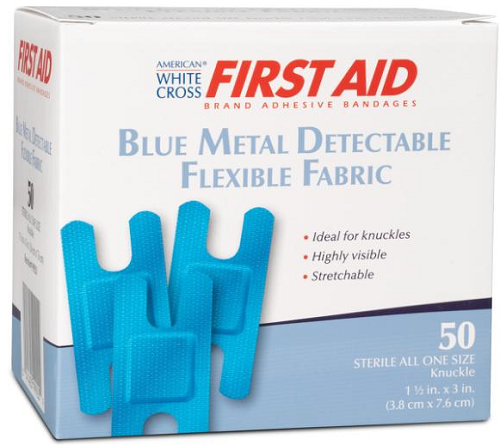 N: BANDAGE FABRIC KNUCKLE 1.5X3IN FLEXIBLE BLUE METAL